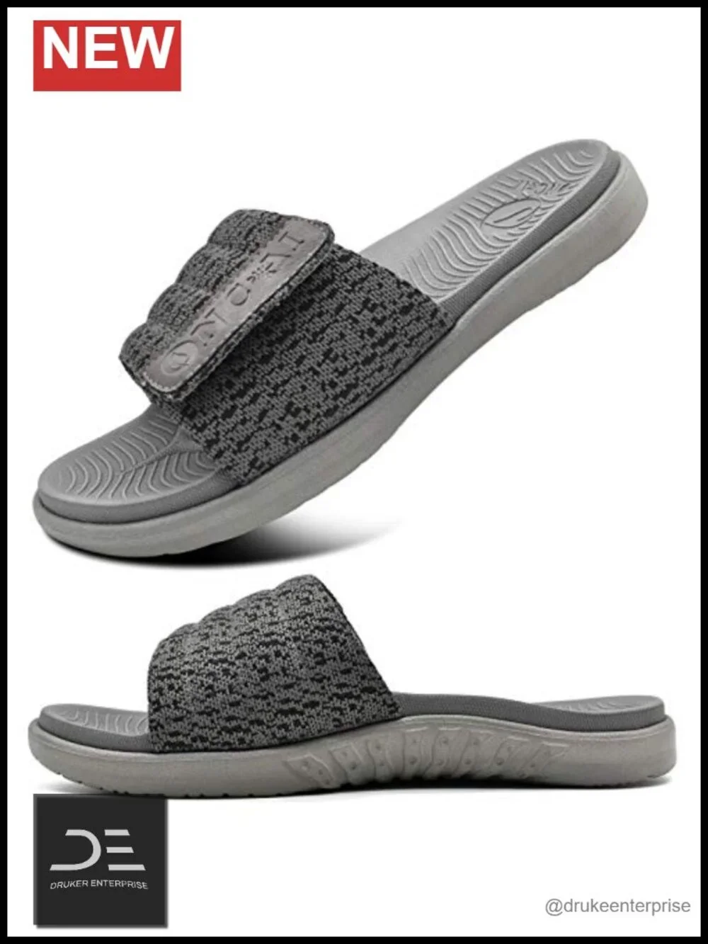 Mens Arch Support Sport Slides Adjustable Straps Orthotic Cushioned Rubber Soles